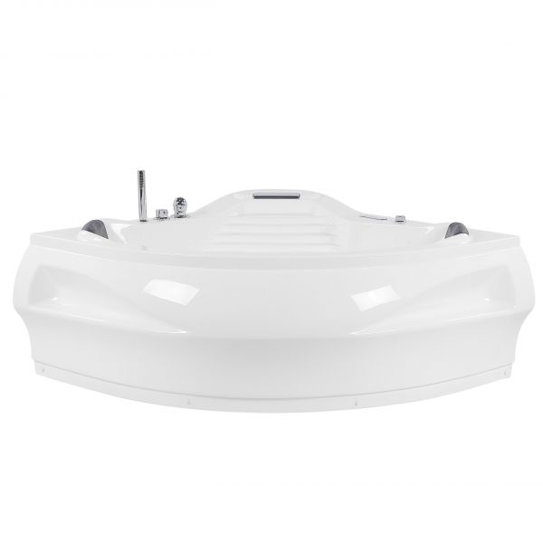 Beliani Banheira de Hidromassagem de Canto Branca em Acrílico 210 X 145 cm com Iluminação led e Coluna Bluetooth 210x145x67 - 4251682240925