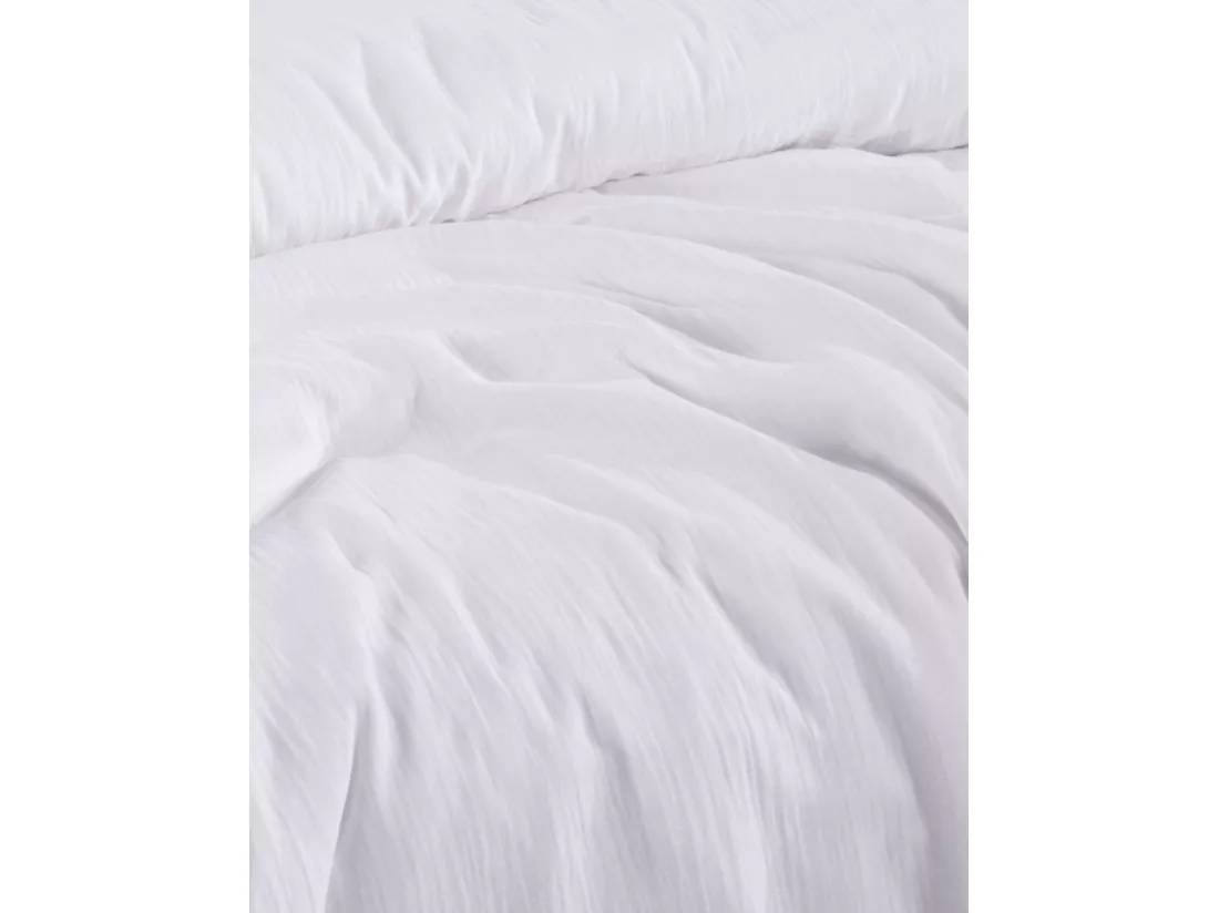 Parure housse de couette et taies d'oreiller gaze de coton blanc
