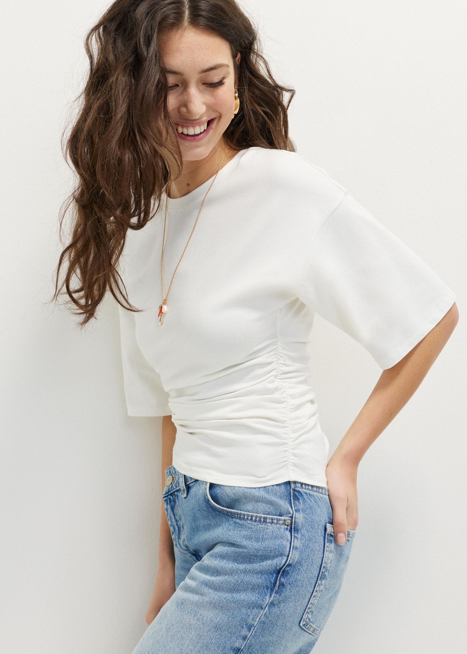 T-shirt met zijplooi