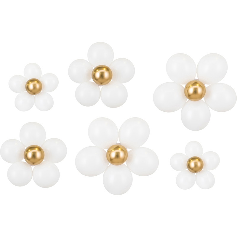 Partydeco Luftballon-Set Blumen, 40-teilig, weiss/gold