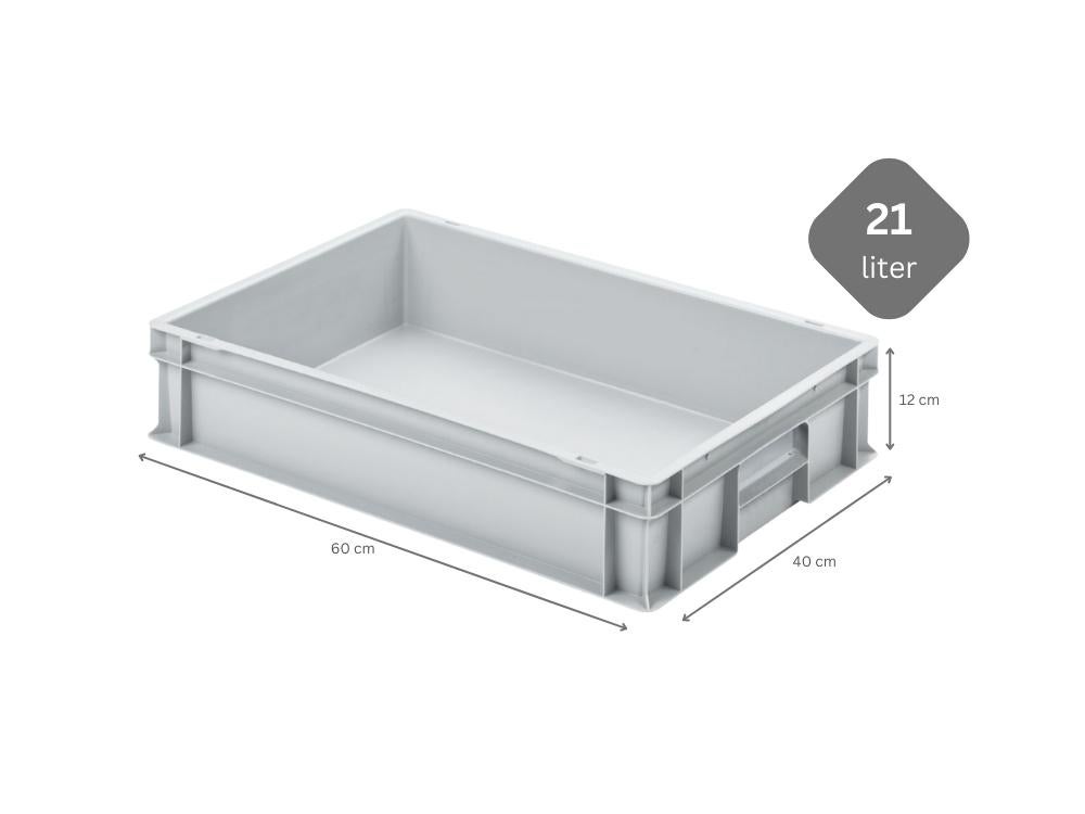 PROREGAL Eurobox met gesloten handgreep HxBxD 12 x 40 x 60 cm 21 liter Grijze Eurobox Transportbox