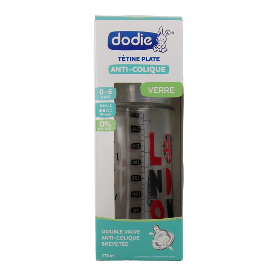 Dodie Sensation+ biberon verre 0-6 mois - Tétine plate anti colique