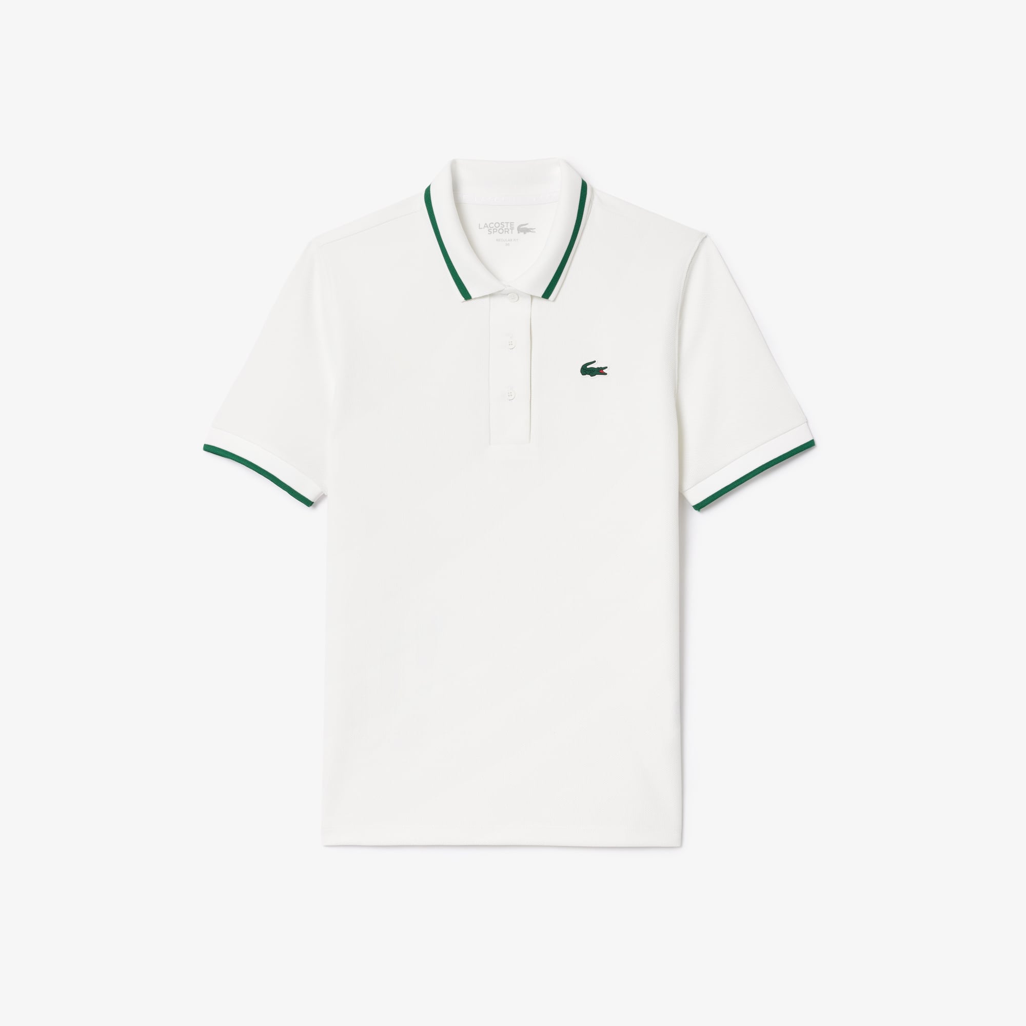 Polo Sport avec col rayé contrasté en piqué Manches Courtes - Blanc - Lacoste - Femme