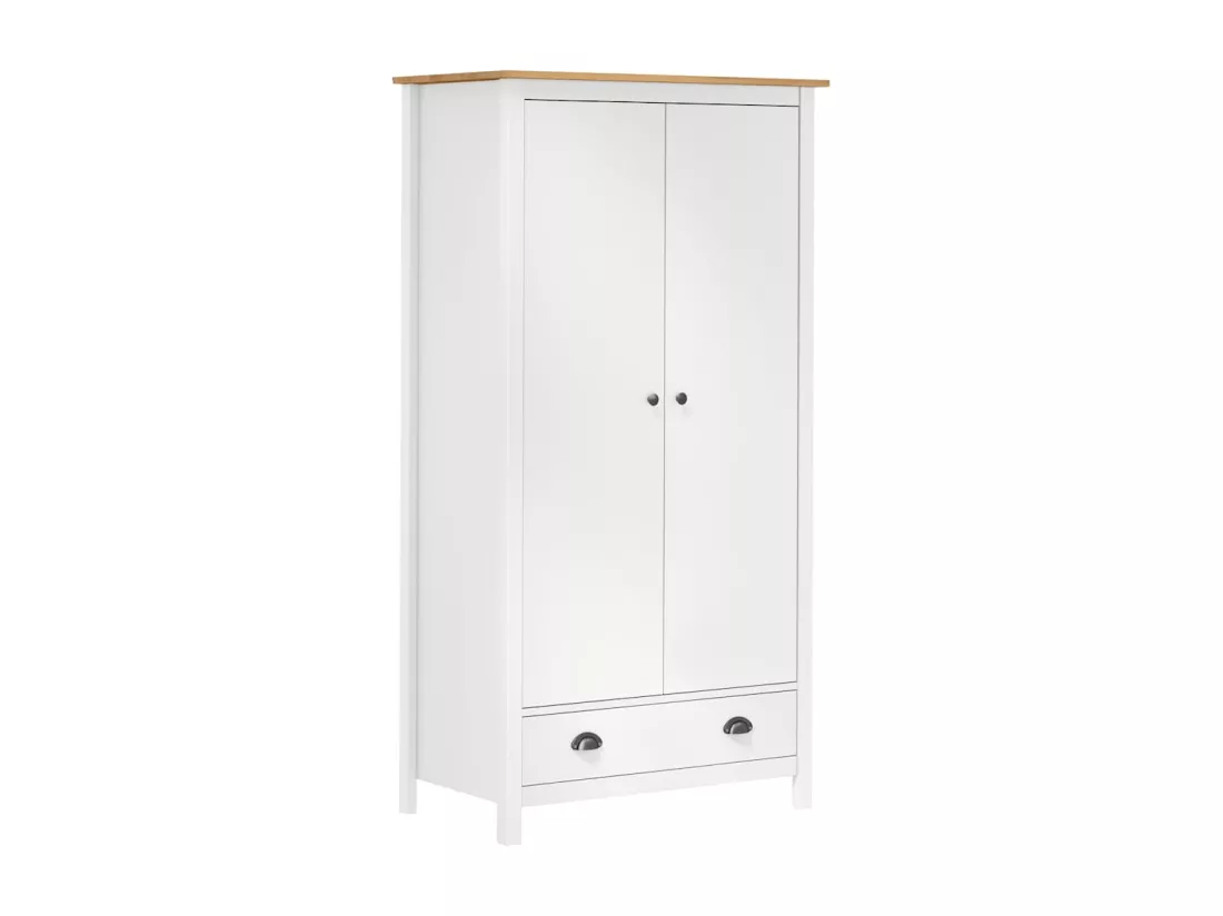 Garde-robe à 2 portes Hill Blanc 89x50x170cm Bois de pin solide
