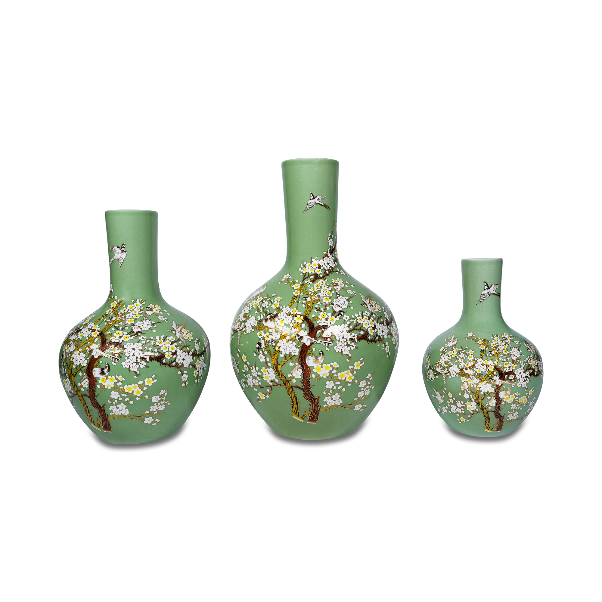 Bloemenvaas geel M Vaas groen bloemen M