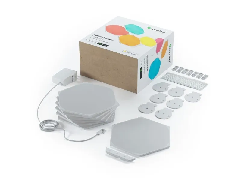 Nanoleaf Shapes Smarter Kit - Trådløst belysningssæt - LED x 9 - 2 W - klasse G - 16 millioner farver - 1200-6500 K - hexagon