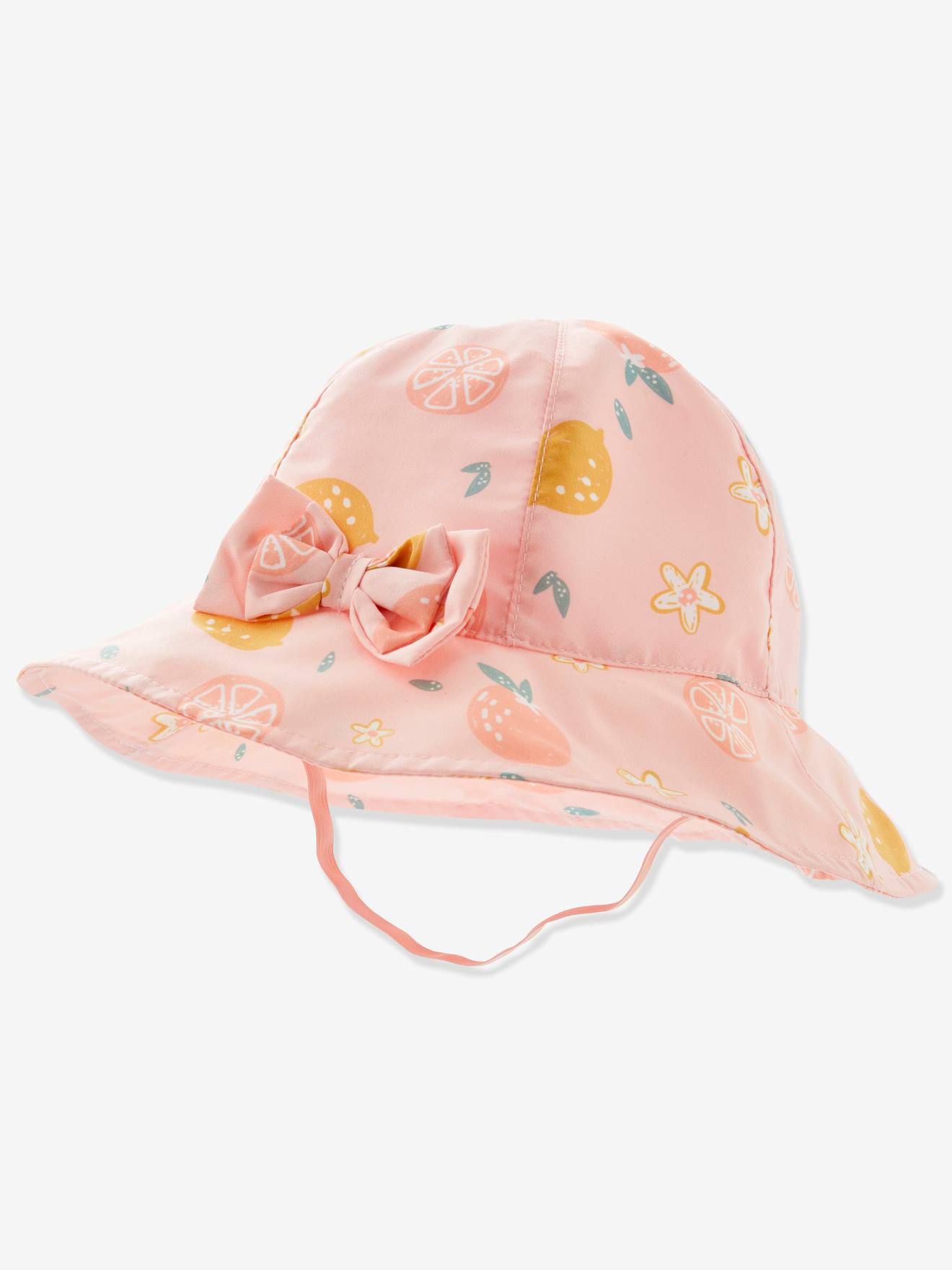 Chapéu rosa claro estampado para bebê menina