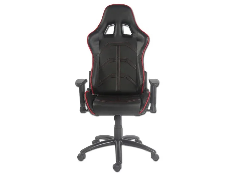 LC Power LC-GC-1 - Stol - ergonomisk - armstøtter - T-formet - drejeled - plastik, metal, PU-behandlet læder - sort/ rød