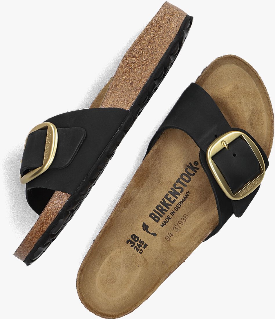 zwarte birkenstock slippers madrid big buckle