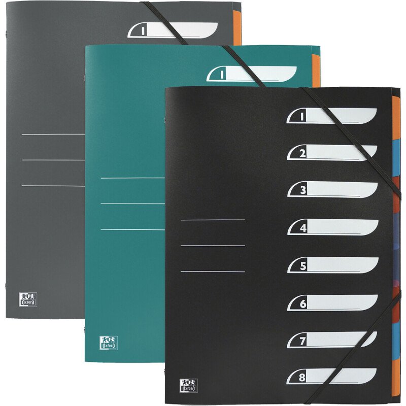 Trieur standard Oxford A4 8 positions couverture polypro assorti