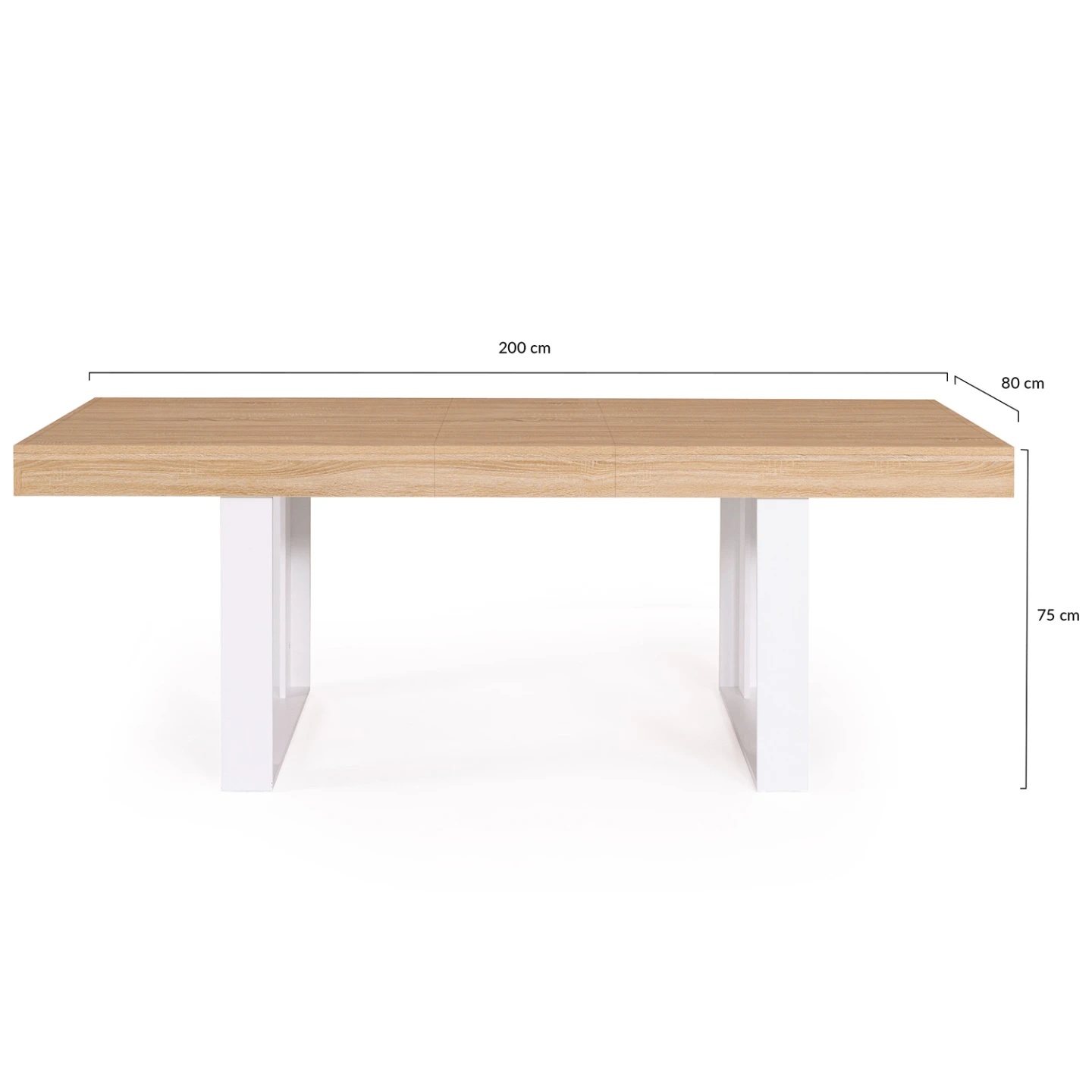 Table à manger extensible rectangle PHOENIX 4-8 personnes bois et blanc 160-200 cm