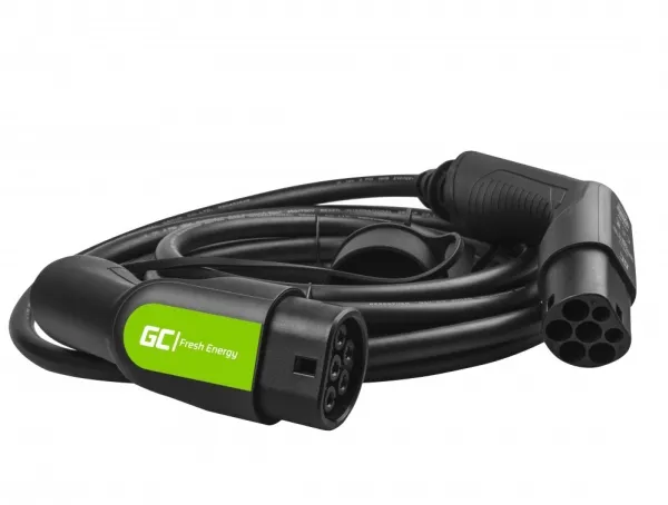 Green Cell ladekabel til elbil type 2 - optil 7,2 kW på 1 fase - 32A - 7 meter