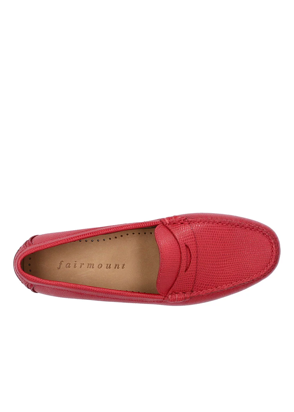 MOCASSIN LIZARD CUIR ROUGE