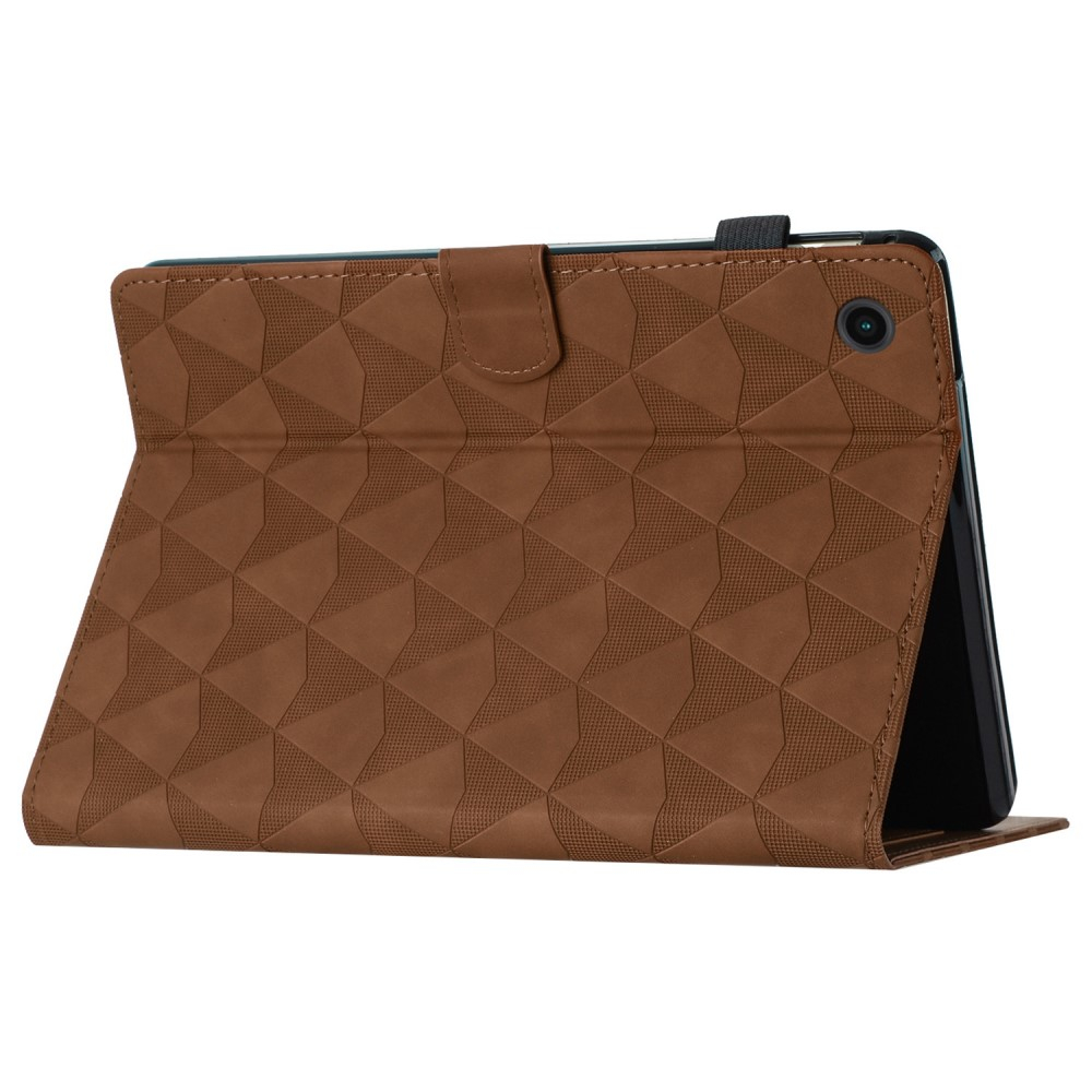 Samsung Galaxy Tab A11  Plus / A9  Plus Leder Tasche Flip Cover mit Magnetverschluss und Kartenfächern im Diamant Look - Braun