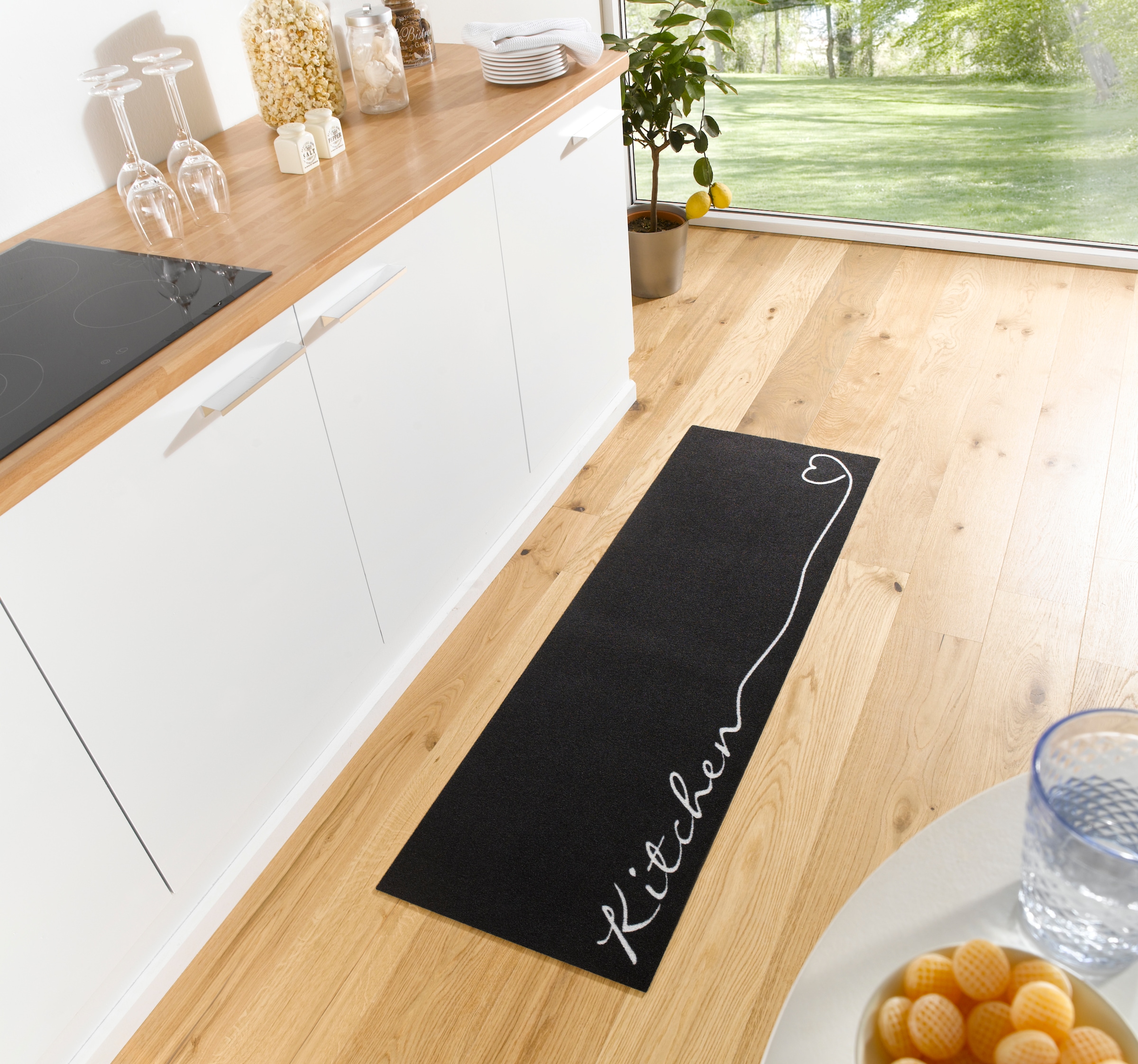 HANSE Home Küchenläufer »Kitchen Herz« rechteckig 5 mm Höhe Läufer, Rutschfest, Küchenteppich, Küche, Teppich, Pflegeleicht