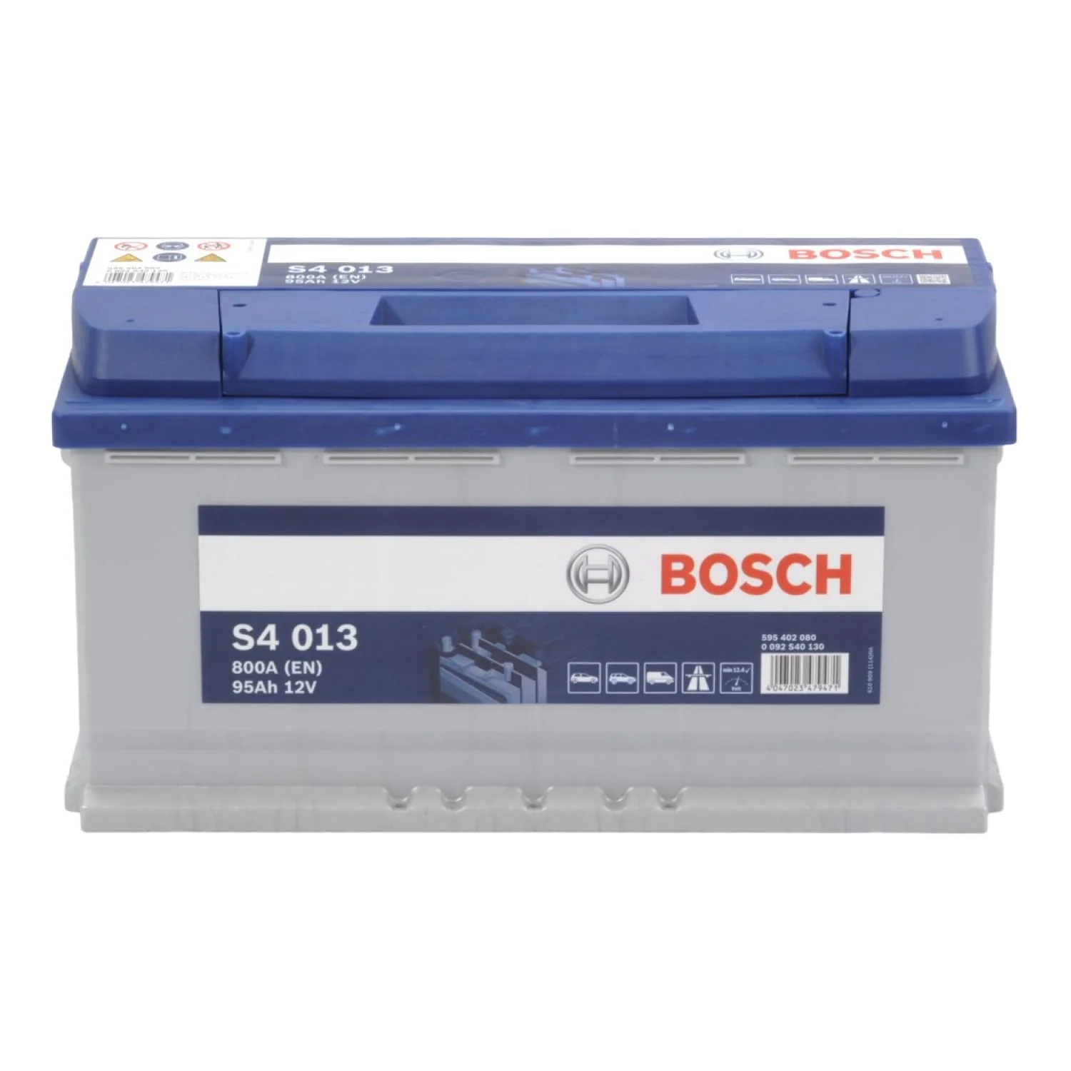 Bosch S4 013 Batterie Auto 95 A/h - 800 A - Batterie 12 V, Plomb-acide pour Véhicules sans Système Start/Stop, Polarité Gauche (-) Droite (+), 354 x 175 x 190 mm