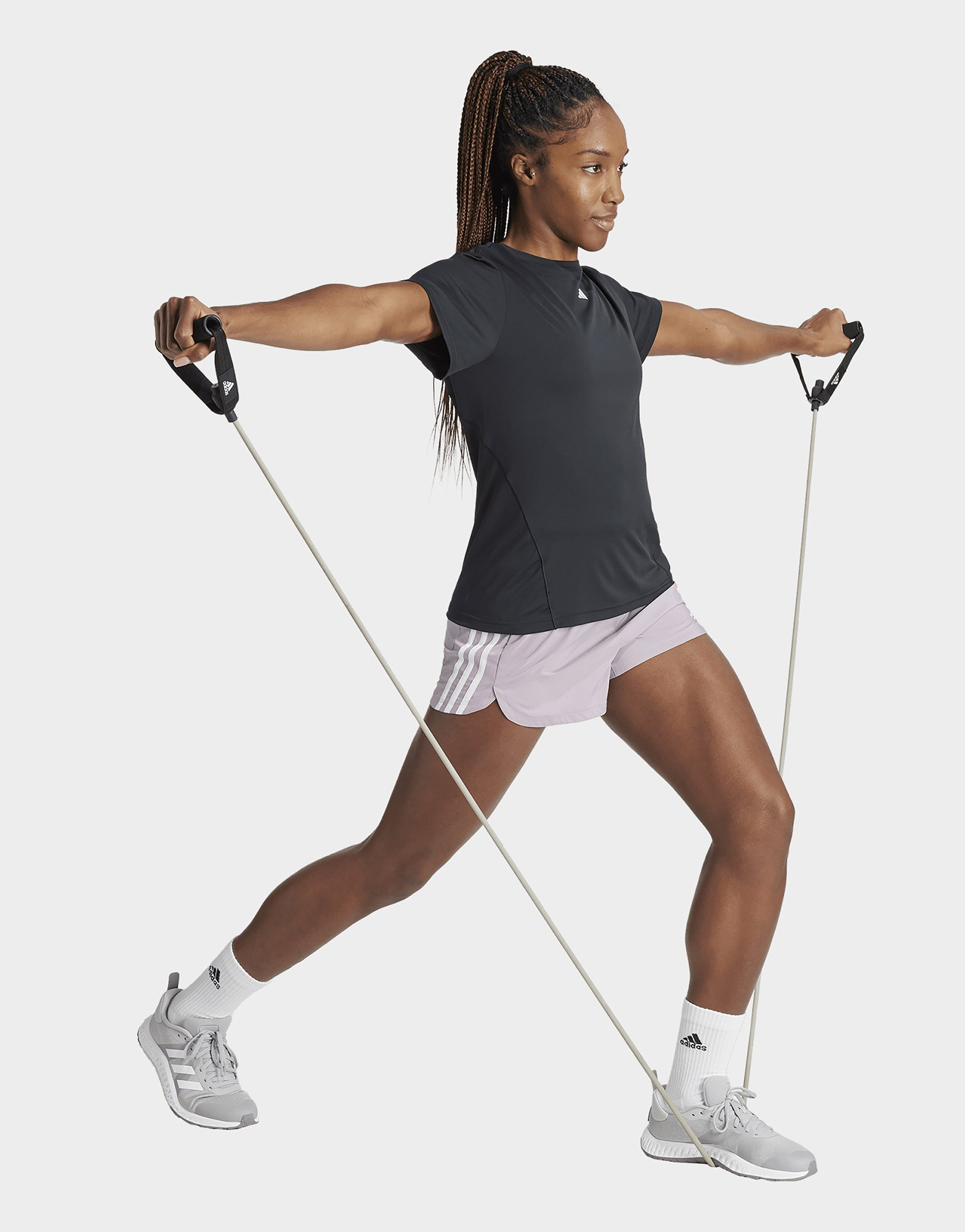 adidas Short de training taille haute toile Pacer 3 bandes