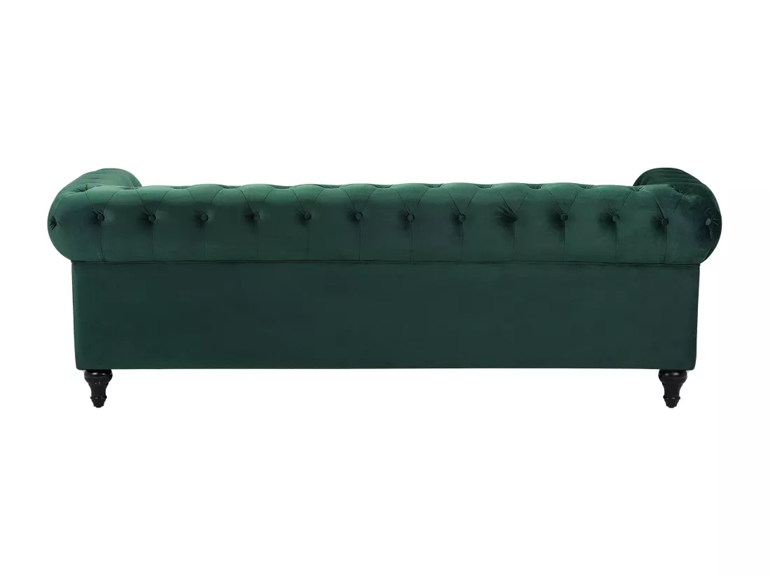 Canapé 3 places en velours vert CHESTERFIELD