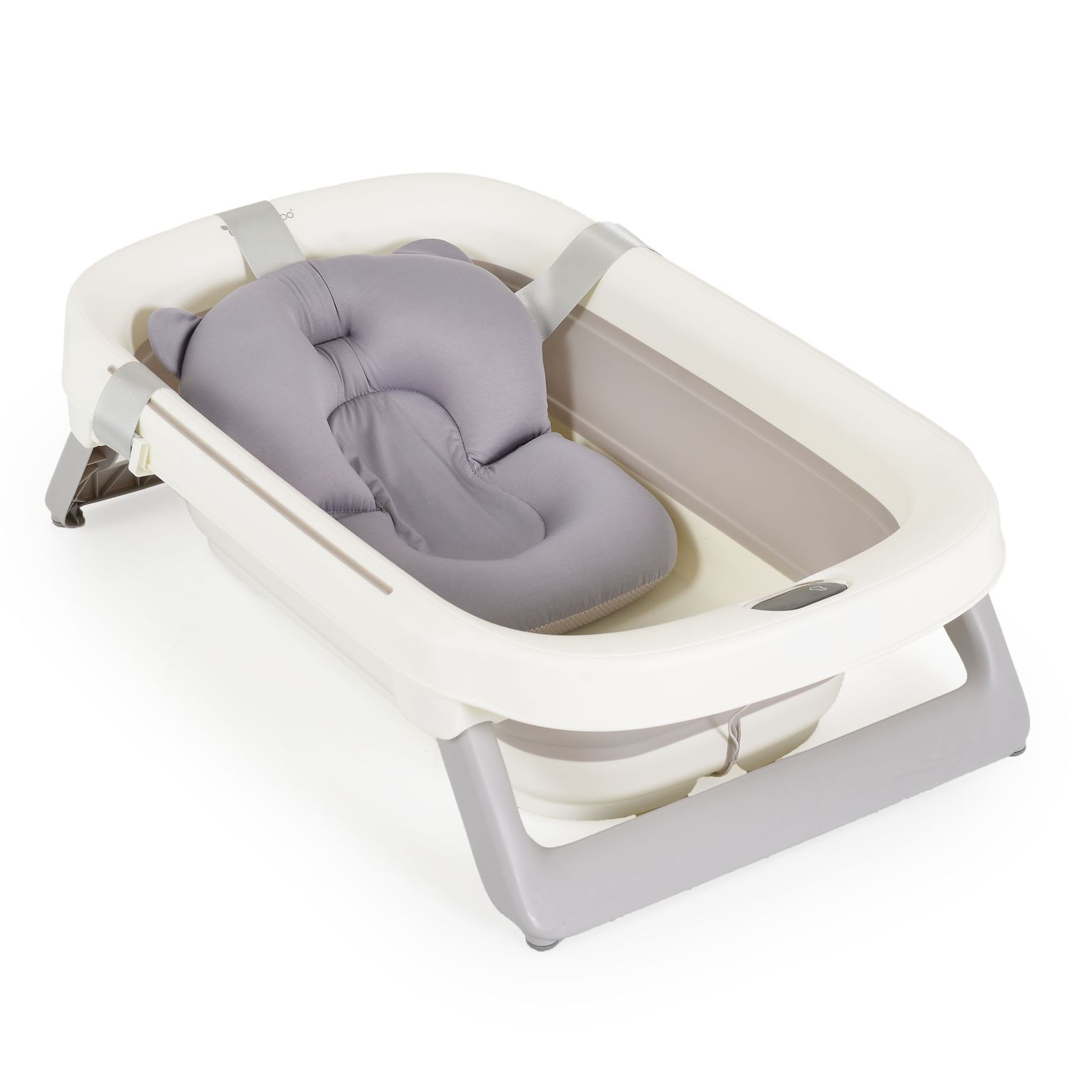 Cangaroo Babybadewanne Morea 81 cm, faltbar, eingebautes Thermometer, Badekissen grau