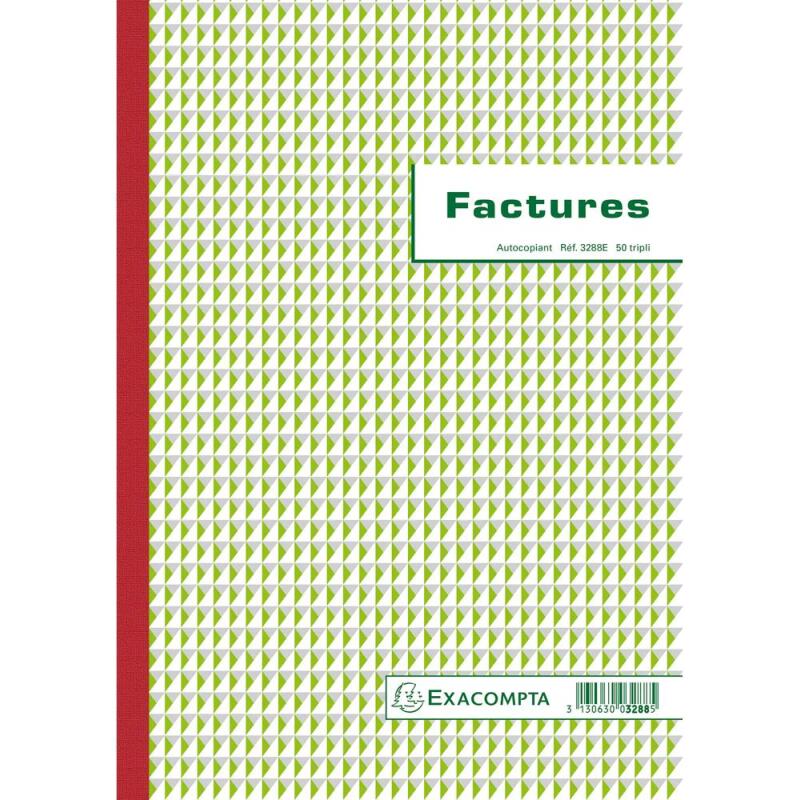 Manifold Factures avec mention TVA 29,7x21cm 50 feuillets tripli autocopiants