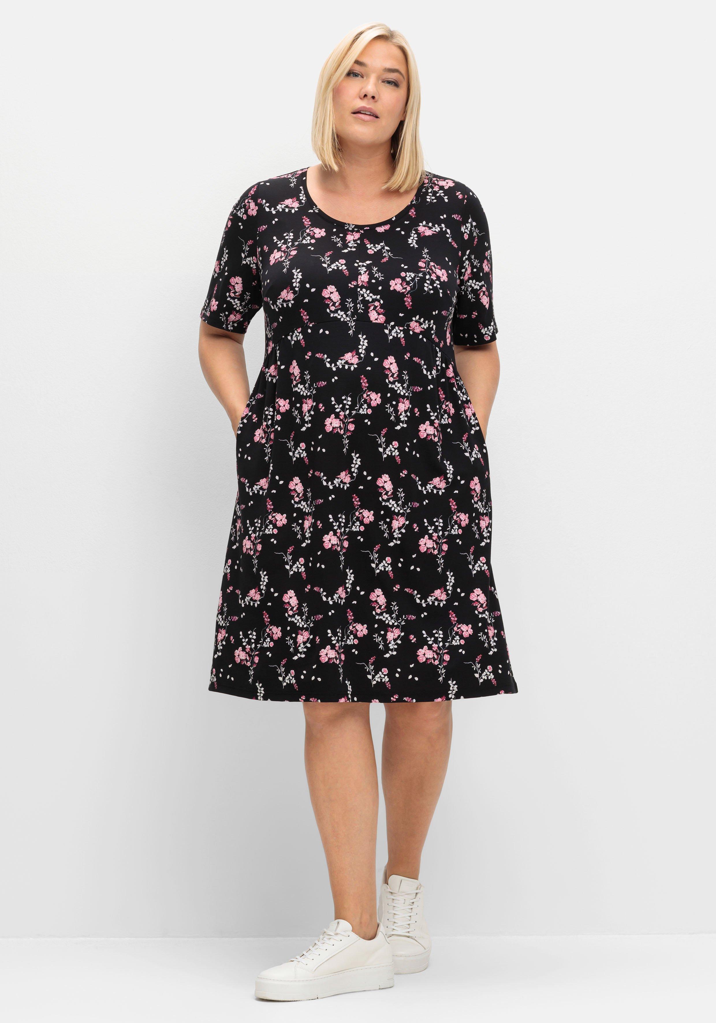 Kurzes Shirtkleid mit Allover-Blumendruck