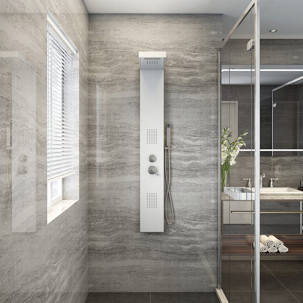 Home Deluxe - Douchepaneel - CASCATA Wit - Afmetingen: 142 x 20 x 50,5 cm, incl. regendouchekop en complete accessoires