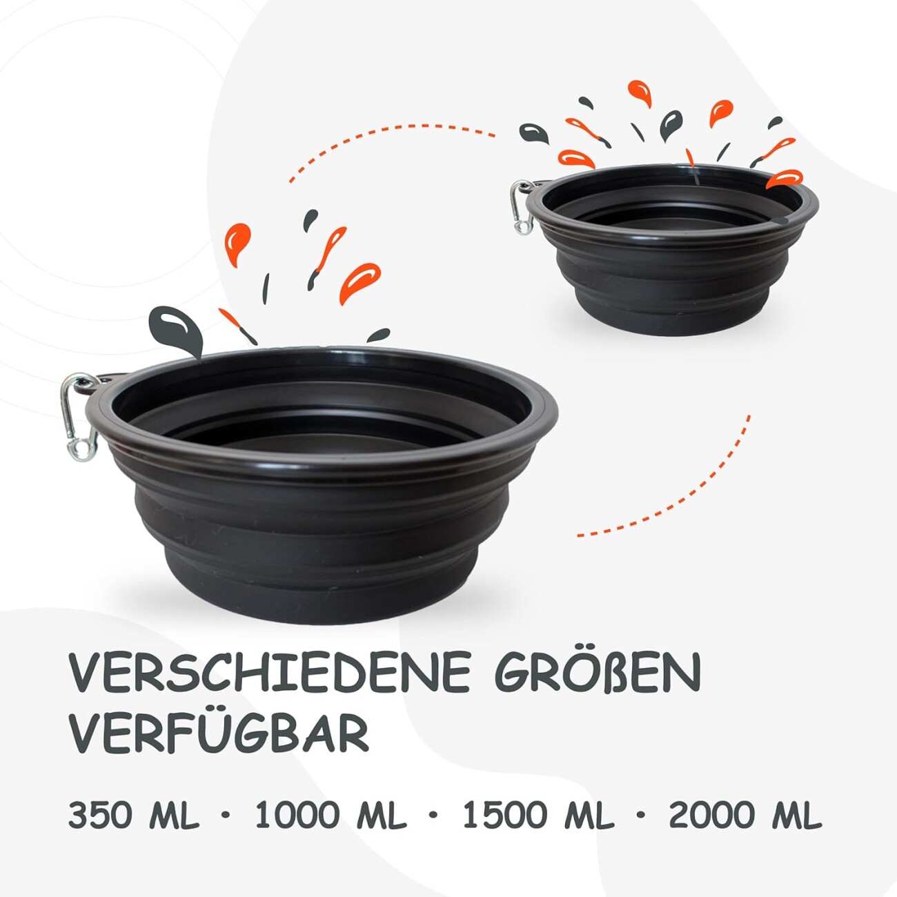 Petsation Faltbarer Reisenapf schwarz 350 cm³