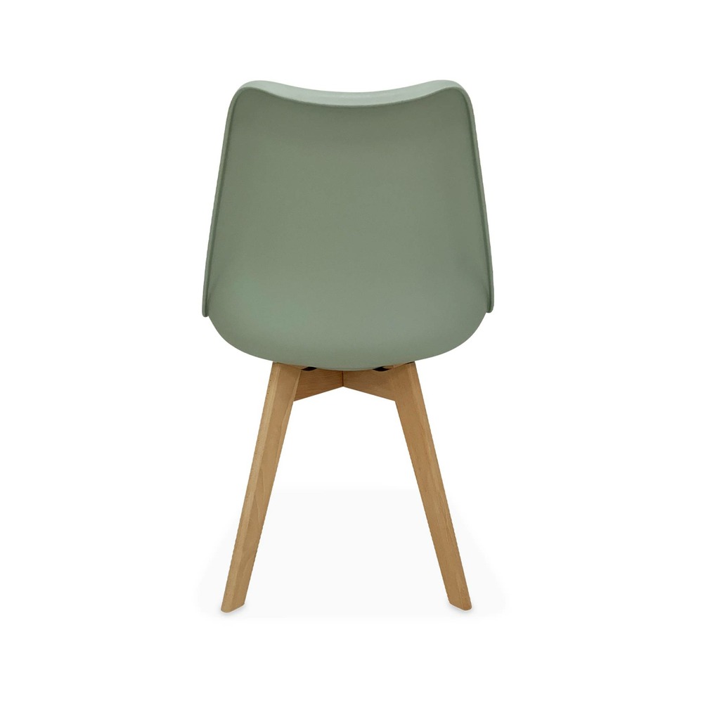 Lot de 4 chaises scandinaves. Pieds bois de hêtre. Chaises 1 place. Vert céladon