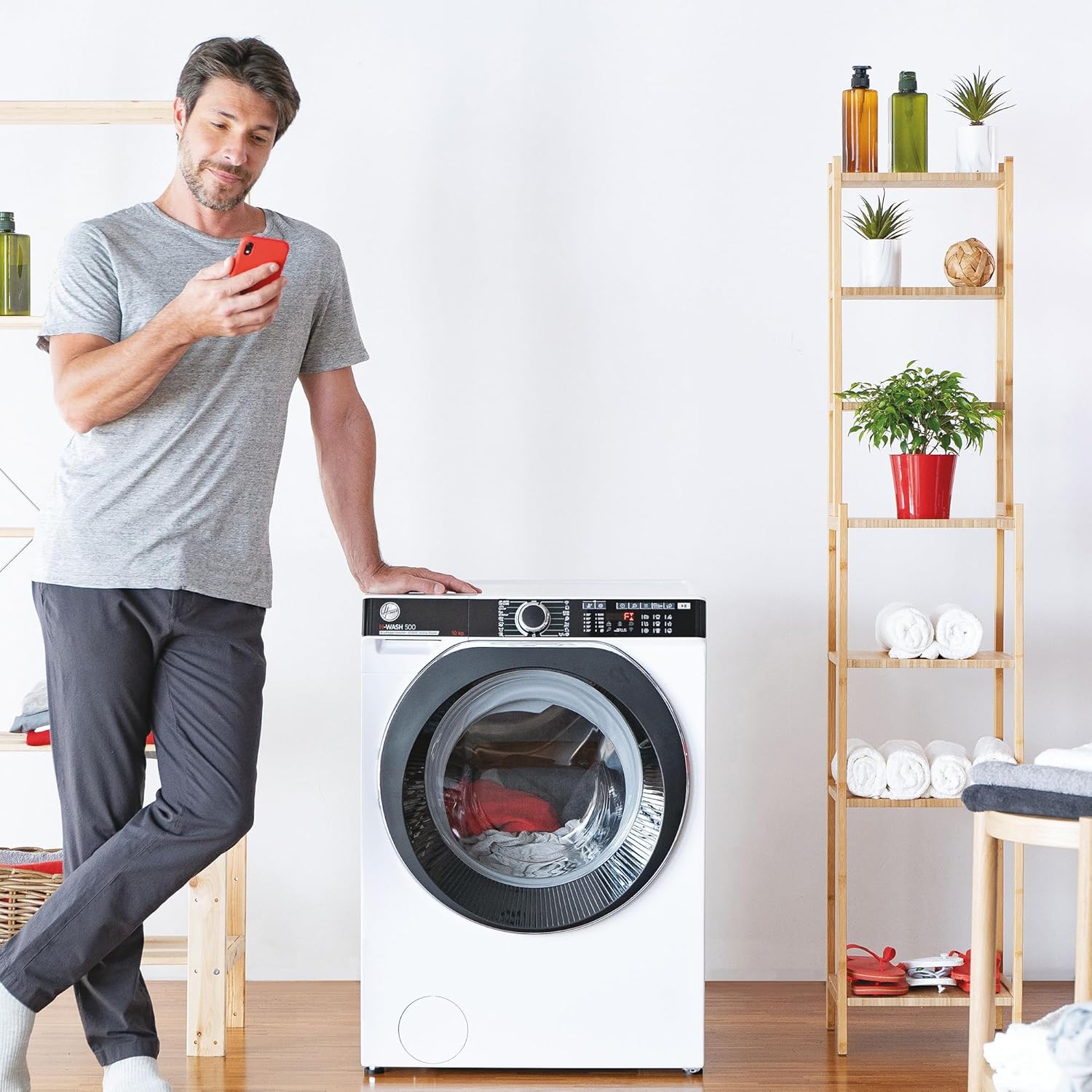 Hoover HDP4106AMBC7/1-S Waschtrockner, Active Steam - Dampffunktion, Smarte Bedienung mit WiFi & Bluetooth (hOn-App), 10 kg waschen - 6 kg trocknen, 1400 U/min., Weiß