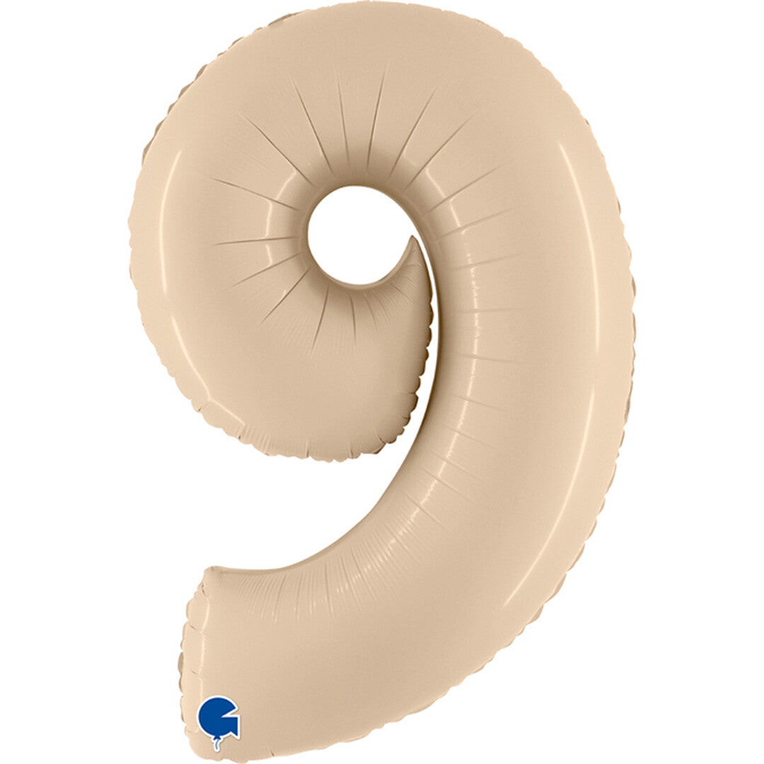 Grabo cijferballon negen - cream - 102 cm