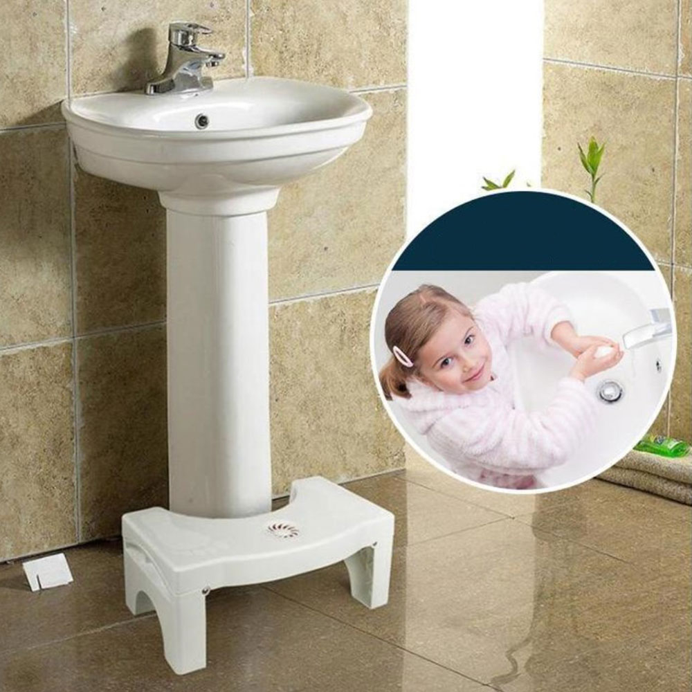(40x18cm) Toiletten Hocker Schemel WC Trittbrett - Weiss