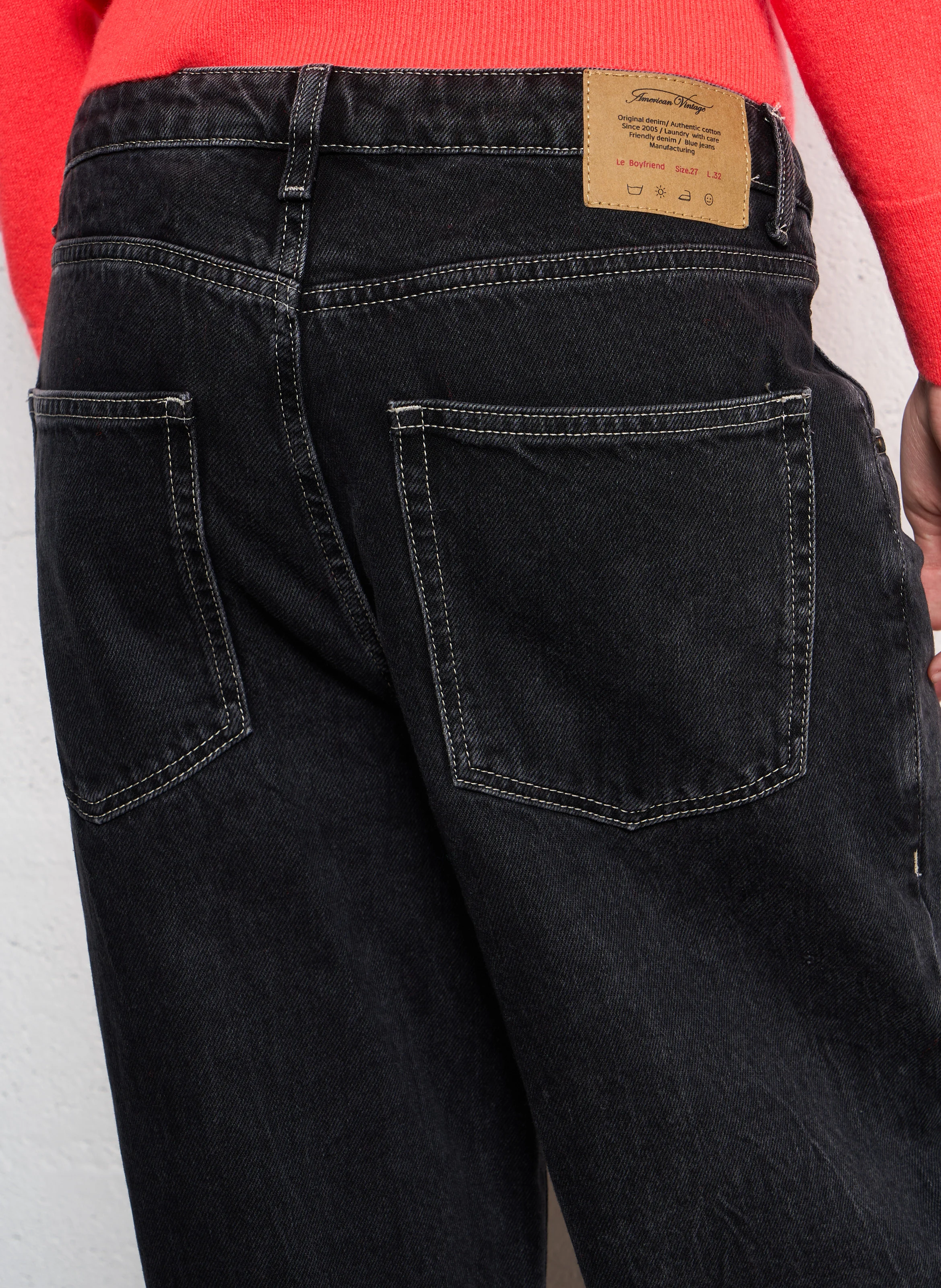 YOPDAY - Jean droit taille haute en coton| Noir