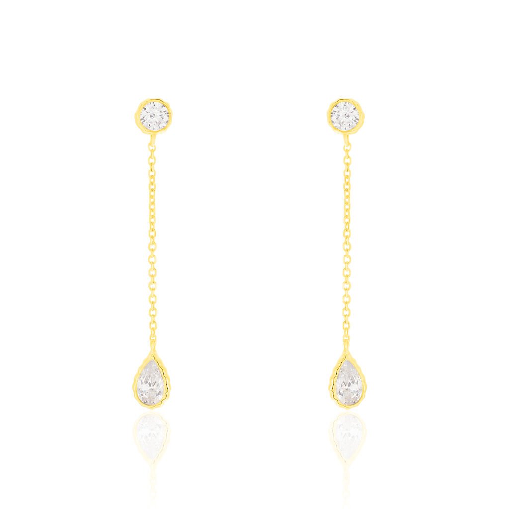 Boucles D'oreilles Pendantes Kadidja Or Jaune Oxyde De Zirconium