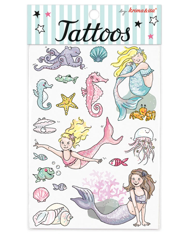 Klebetattoos MEERJUNGFRAU in bunt