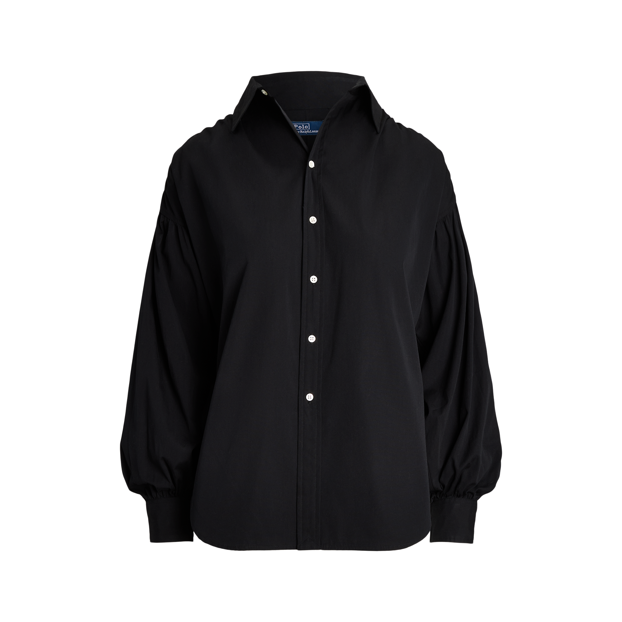 Chemise droite col classique en coton | Noir