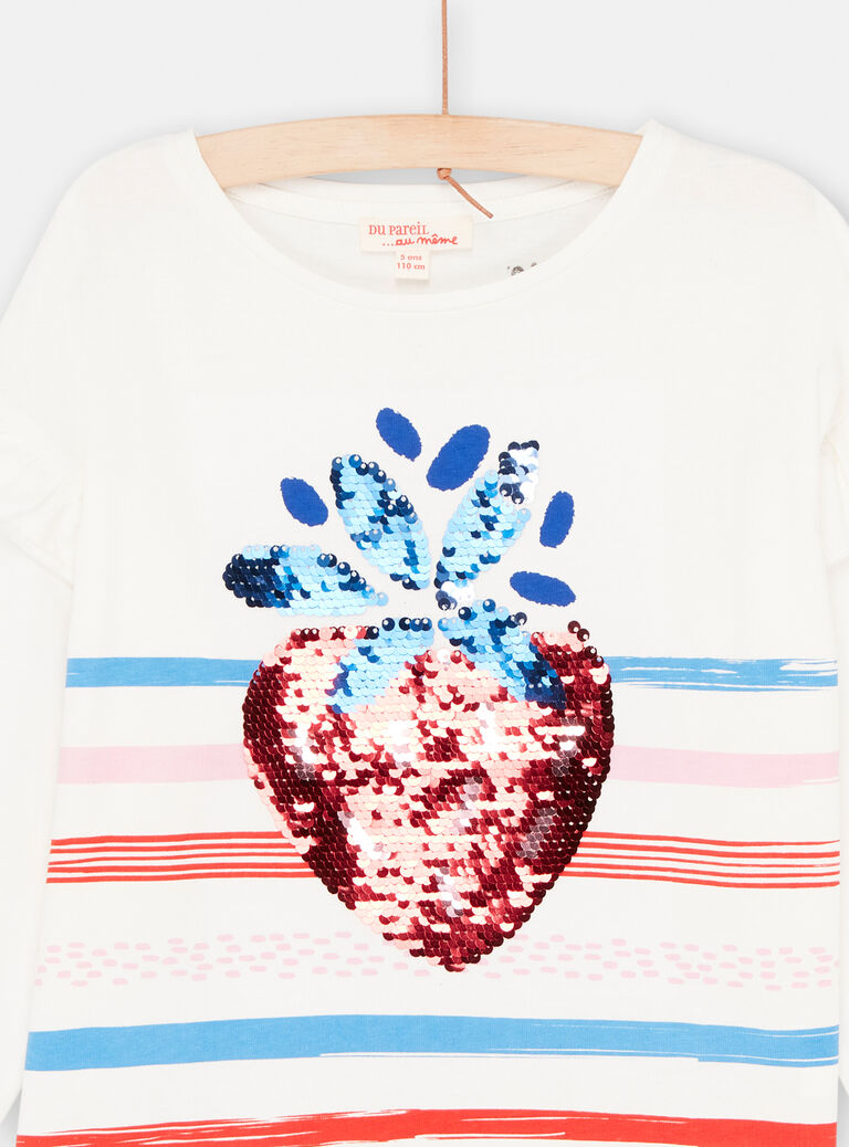 T-shirt écru à sequins réversibles fille