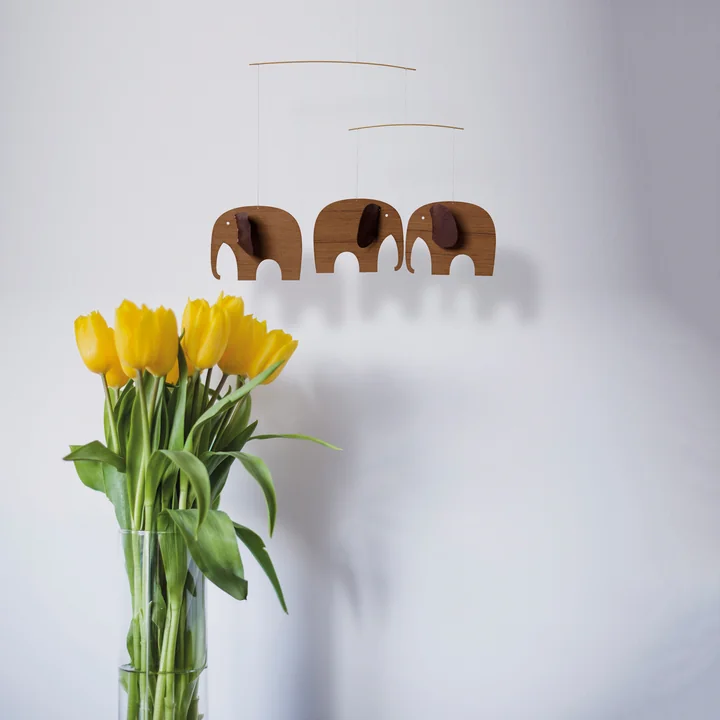Flensted Mobiles - Elefanten Treffen Mobile, grau