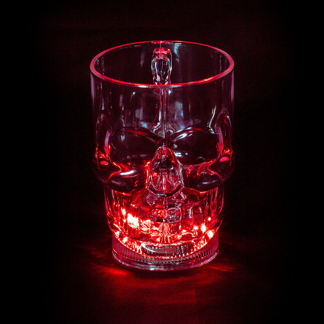Leuchtender Trinkbecher mit Henkel - Totenkopf - ca. 400 ml