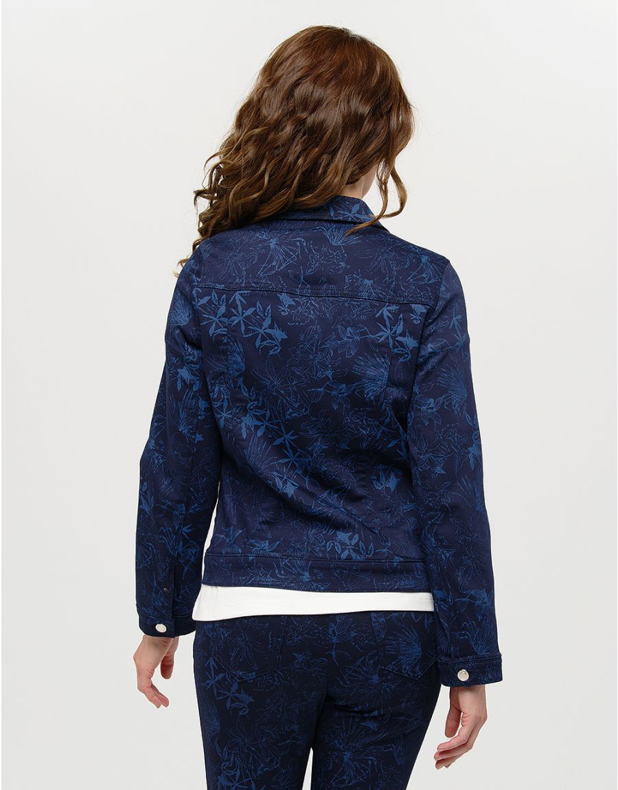 Veste jean bleu fleurs