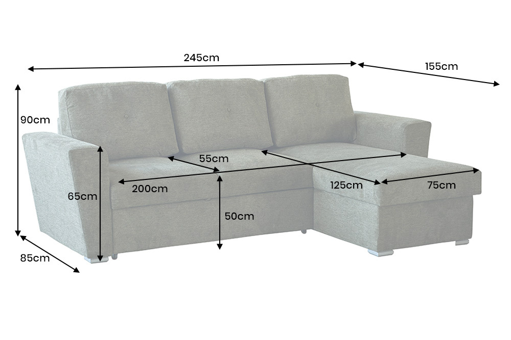 Schlafecksofa APARTMENT 245cm grün Strukturstoff inkl. Stauraum beidseitig aufbaubar
