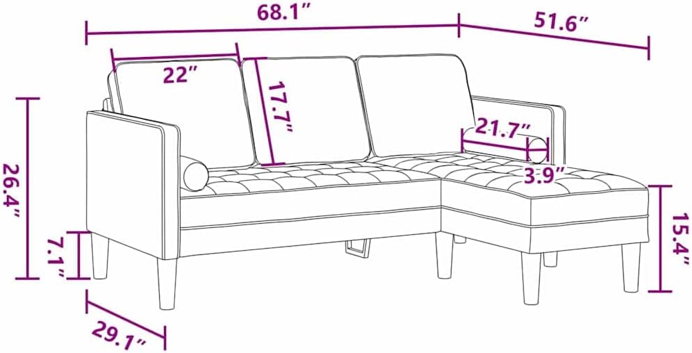 Ecksofa L Form Sofa Sofa Set Dunkelgrau 173 x 131 x 67 cm Samt