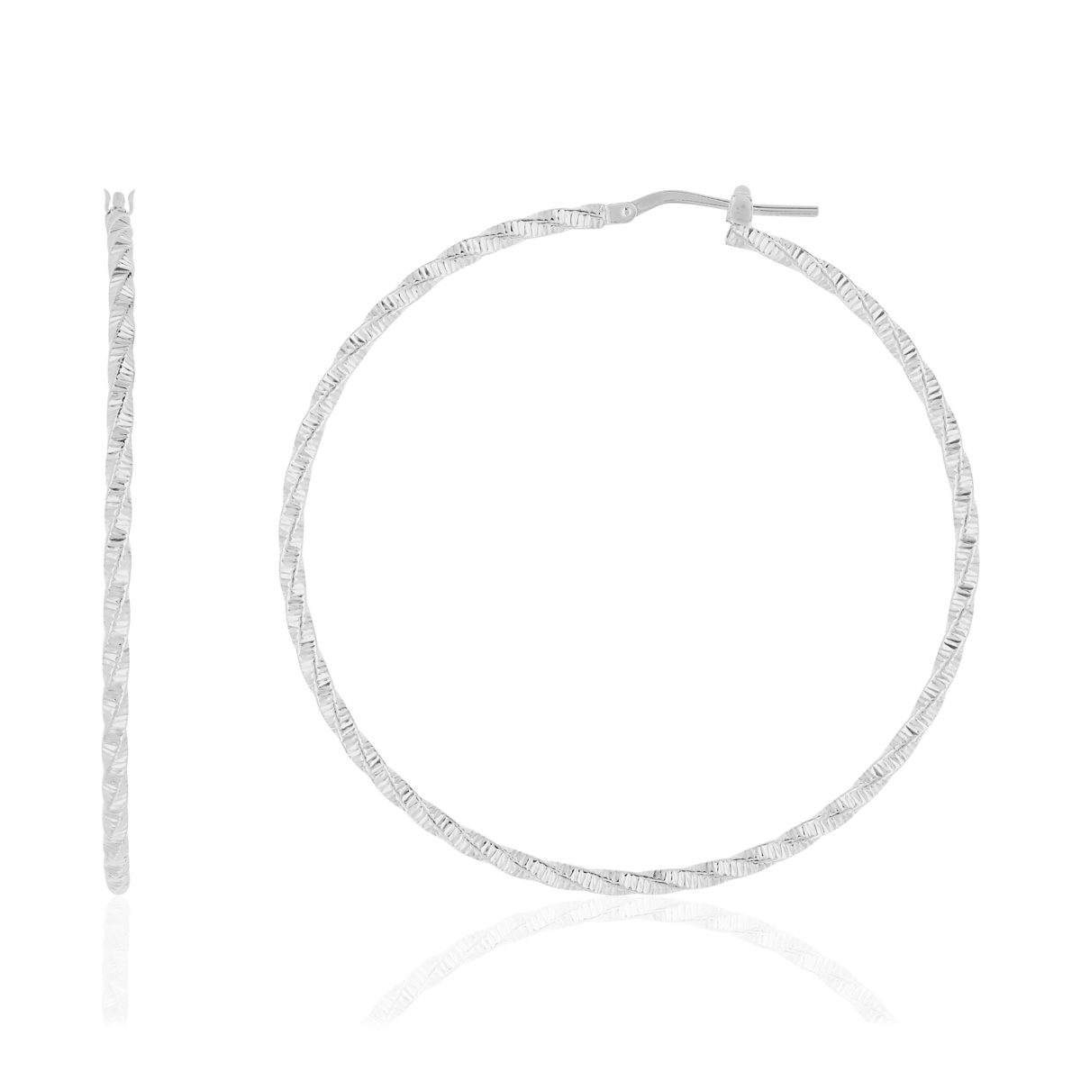 Créoles argent 925 torsadées 55 mm