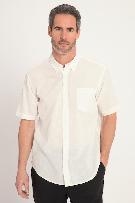 Leinenmix-Hemd, Halbarm, Buttondown-Kragen, Modern Fit