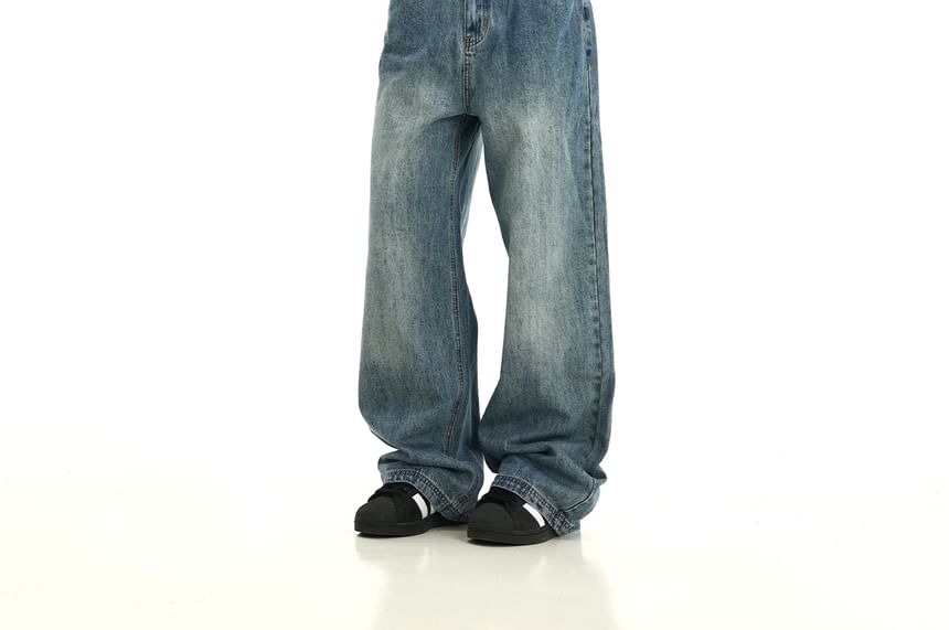 Meiksip - Mid Rise Washed Baggy Jeans