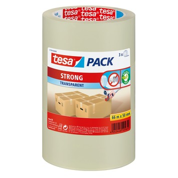 Tesa verpakkingstape 50 mm 66 meter transparant 3 stuks