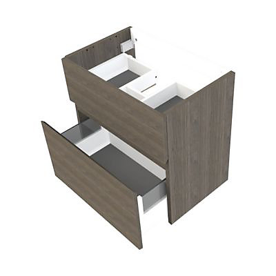 Meuble sous vasque faible profondeur Calao aspect chêne fumé 60 cm