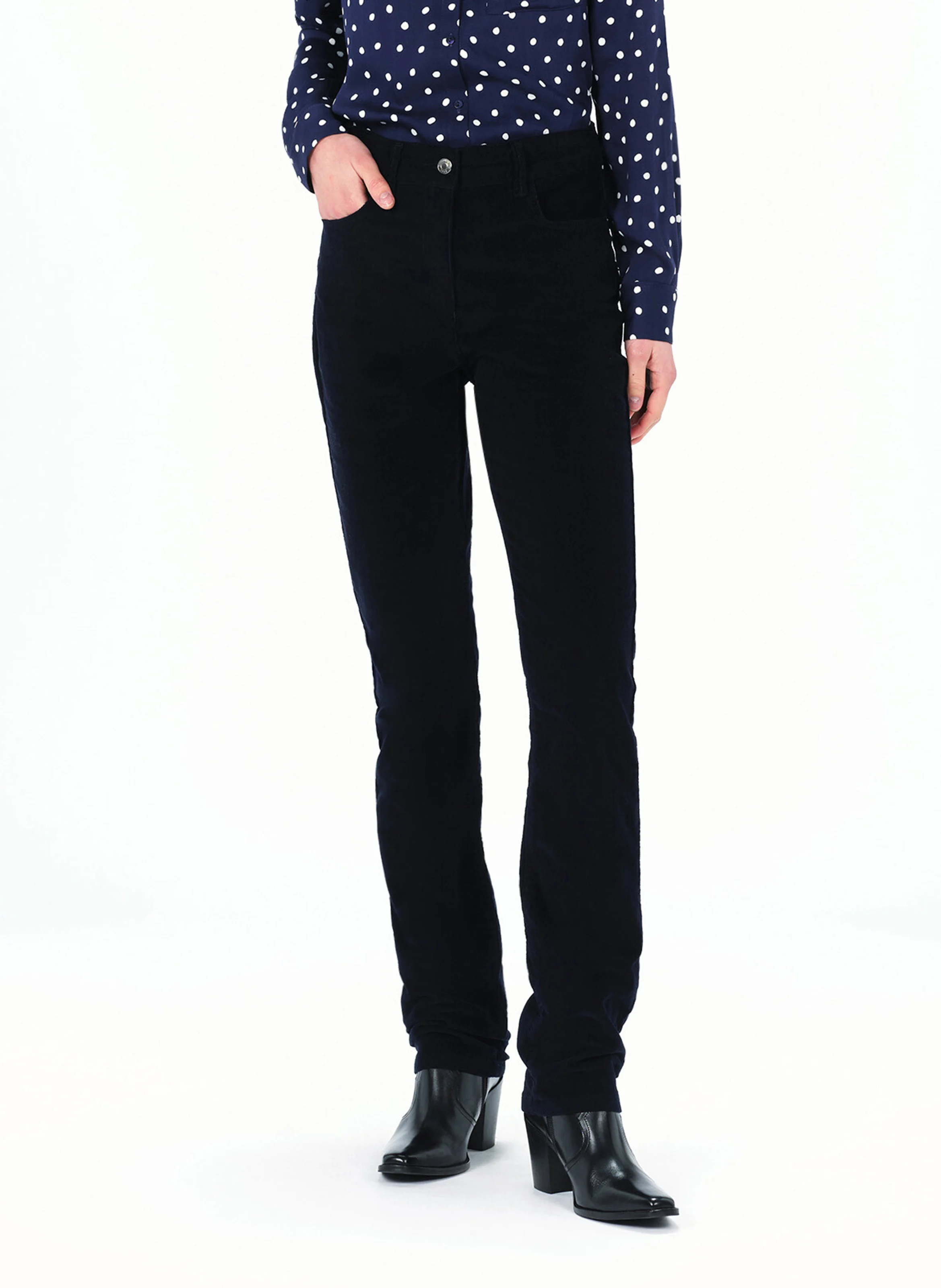 PCHICAGOV - Pantalon droit en coton mélangé | Bleu