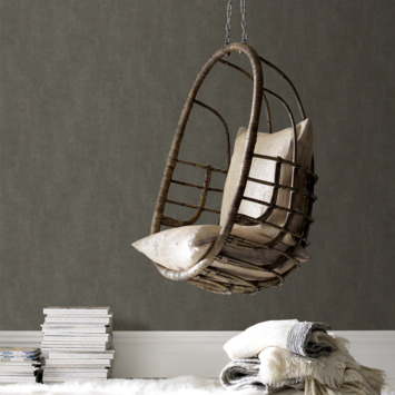 Vliesbehang extra breed Linnen uni met glans bruin (104041)