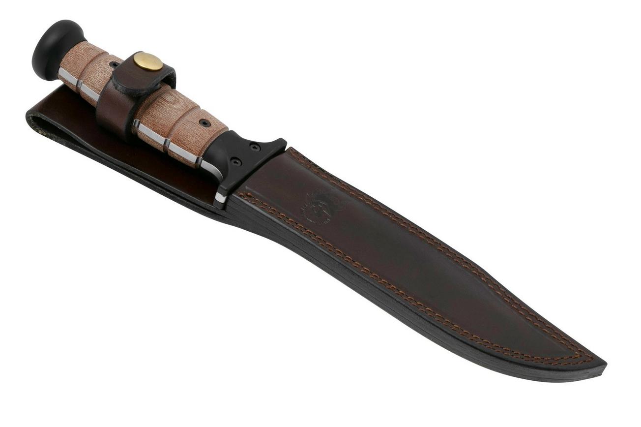 Rick Hinderer KA-BAR Stonewashed 3V, Natural Micarta, vaststaand mes
