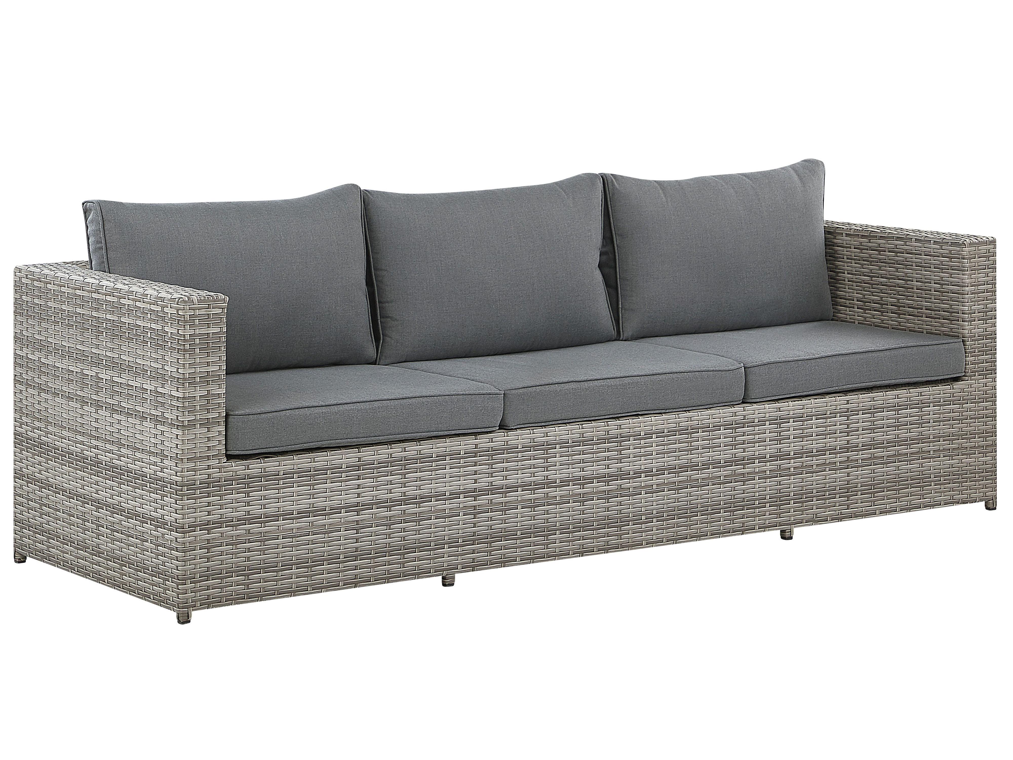 Tuin hoekloungeset met tafel 5-zits SABBIA rechtszijdig modulair PE rotan Lichtgrijs
